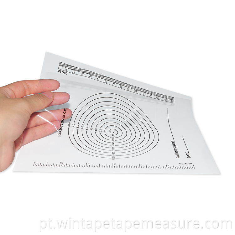Guia de medição de feridas descartáveis ​​médicas transparentes de 15 cm, regra de papel para impressão médica